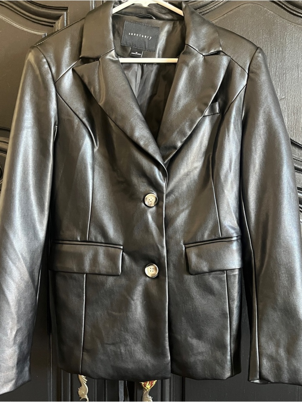 Sanctuary Black Faux Leather Blazer